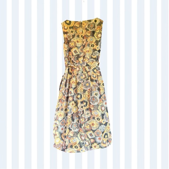 Lafayette 148 New York Blue and Yellow V-Neck Dress Size 6 - Picture 2 of 5